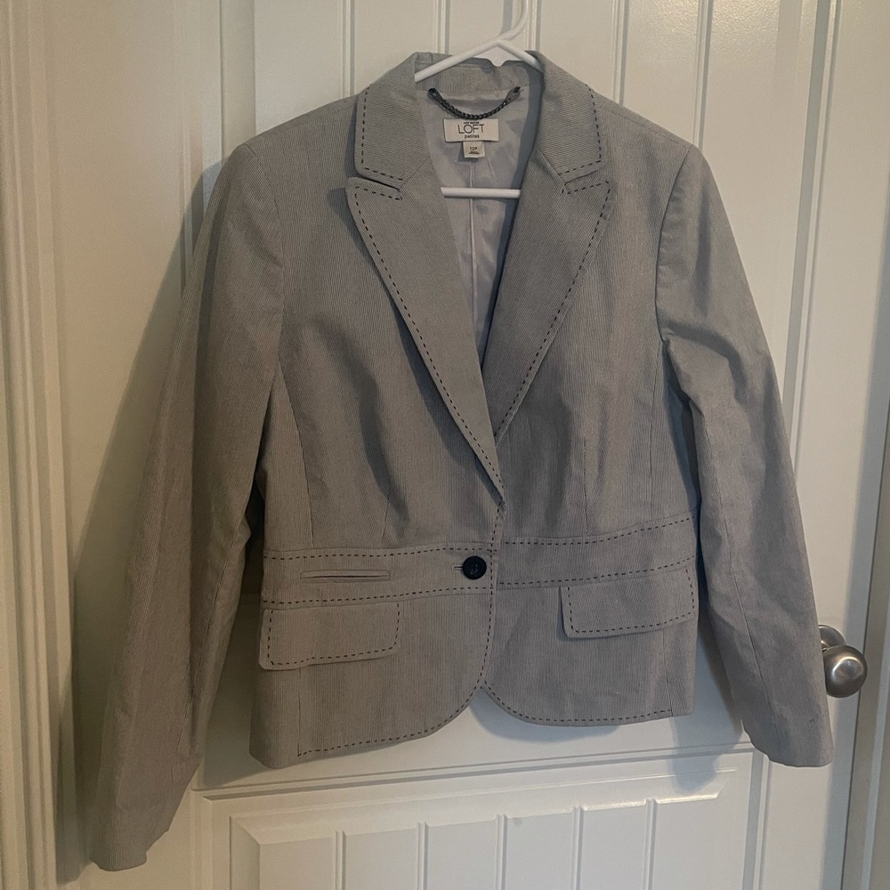 Ann Taylor Loft Blazer Jacket Grey 12P